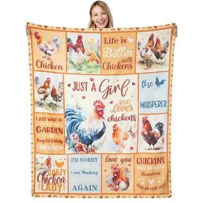 POEKUAO Chicken Blanket Chicken Gifts for Women Chicken Lovers Chicken Themed Gifts C...