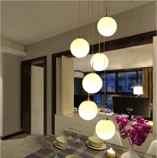 LED White Frosted Glass Stairwell Chandelier Living Room Rotating Pendan Lamp