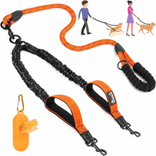 Double Dog Leash, No Tangle 360  Swivel Heavy Duty Reflective Lead with Two Padd
