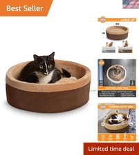Thermo-Kitty Bed Heated Cat Beds for Large Indoor Cats  Dogs, Calming Warmin...