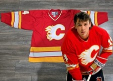 AUTHENTIC VINTAGE THEO FLEURY FLAMES JERSEY 1989 CCM KOHO HOCKEY THROWBACK 