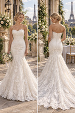 Allure Romance Wedding Dress 14 Strapless Sweetheart Lace 3D Beaded Flowers C185