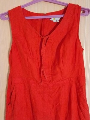 Women Boden Dress Red Linen 40 / L / 48 #8ETH