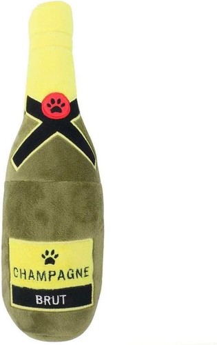Glow Pups Champagne Dog Toy, Plush Squeaker, Ultra-Soft Microfiber, Machine Wash