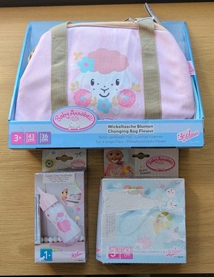 Baby Annabell Paket Neu - Blumen Wickeltasche, Sweet Dreams Schnuller & Trickbottle