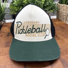 Mesh Pickleball Hat Navy Green Cream Gold Lettering American Needle Adjust EUC