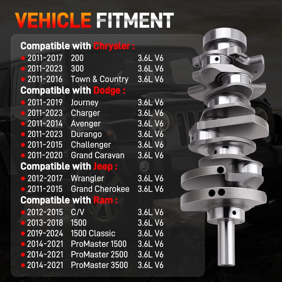 3.6L Engine Crankshaft & Bearing Kit For 2011-2024 Chrysler Dodge Jeep 5184251AH - Image 2 of 4