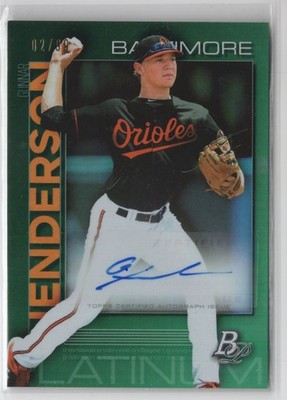 2020 Bowman Platinum Top Prospect Auto GREEN Gunnar Henderson Auto /99 Baltimore