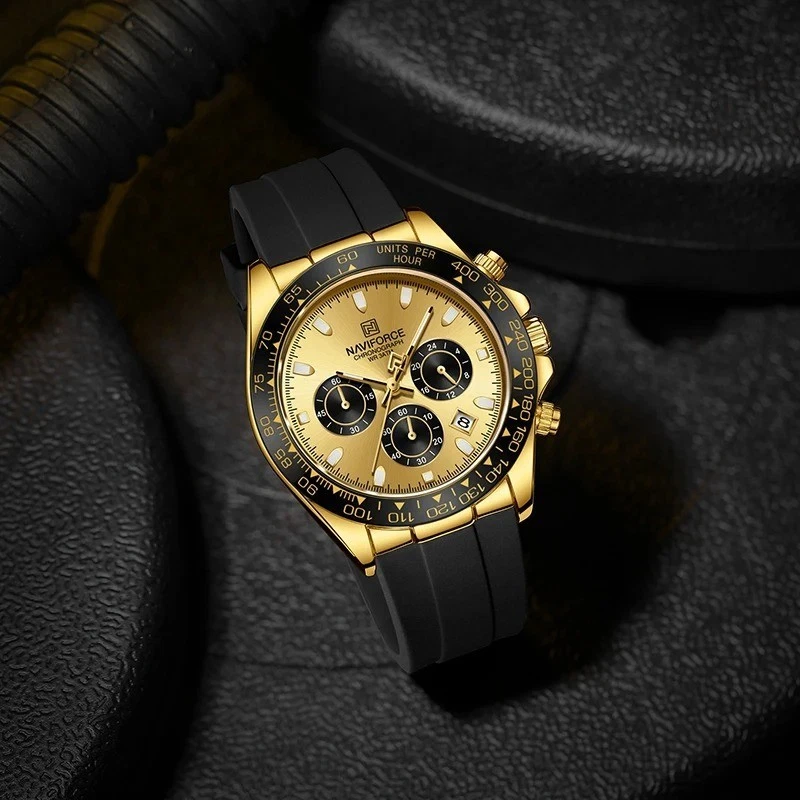 45MM NAVIFORCE Relógio de Mergulhador de Quartzo de Luxo Masculino Silicone Impermeável Luminoso NOVO - Imagem 3 de 4