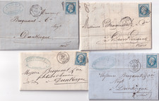 🦬 Lot de 4 Lettres avec N°22 - 20 c Bleu Empire - Différentes oblitérations🦬
