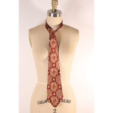 1950s Brown and Tan Geometric Abstract Necktie Tie by Gus S. May