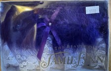 New Jamie Lynn White Lace Purple Feathers Bow Bead Garter Wedding