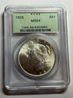 1925 PEACE SILVER DOLLAR PCGS MS64 OGH BLAST WHITE