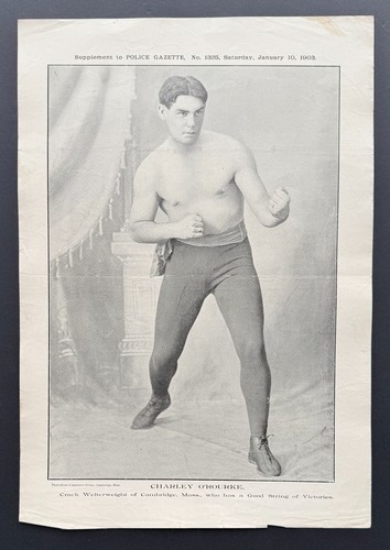 1903 Police Gazette Supplement Charley O’Rourke Boxer Antique Boxing Print