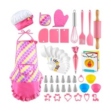 INNOCHEER Kids Baking and Cooking Set for Girls, 54PCS Chef Costume... Fast Ship