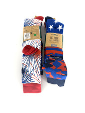 Alpine Design Mens Size L Large Neo Snowsport Americana Blue Ski Socks 4 Pairs