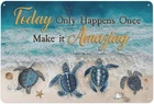Rustic Vintage Metal Tin Sign Sea Turtle Beach Bathroom Wall Art 8 * 12inches