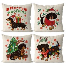 Dachshund Christmas Decor Christmas Pillow Covers Dog Weiner Decorations Home...