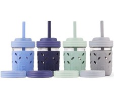 MASON JAR Glass Cups with Silicone Straws Stoppers 8oz ELK AND FRIENDS
