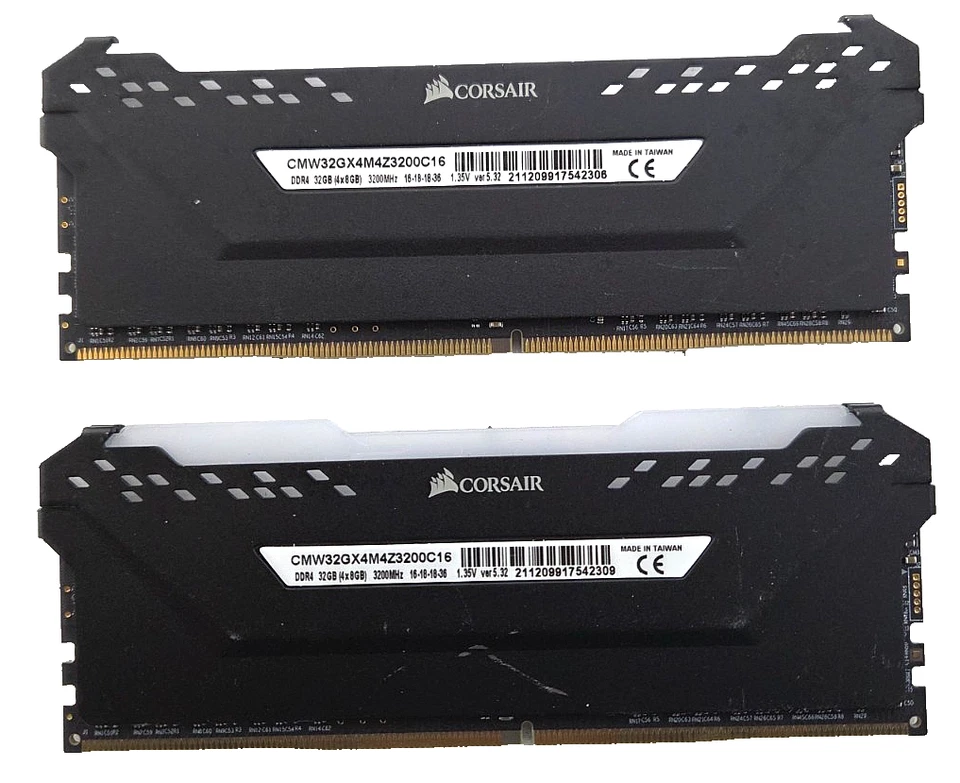 QTY 2- 32GB (4 X 8GB) CORSAIR VENGEANCE RGB PRO CMW32GX4M4Z3200C16 DDR4 3200MHz - Image 2 of 4