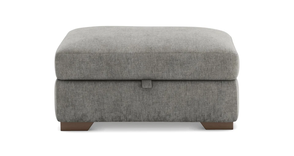DFS Dunstable Grey Chenille Storage Footstool RRP £429