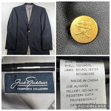 Jack Nicklaus Champions Collection Navy Blazer Mens 42R 100 Wool Gold Button