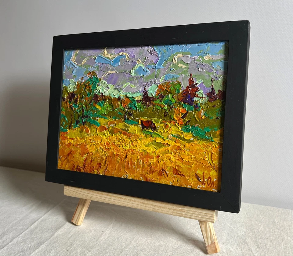 Pintura al óleo campo y bosques O. Ivanyuk paisaje sin marco original nAAA3985 Foto 3 de 4