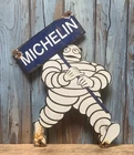Vintage Michelin Tire Man Mascot Bibendum Die-cut Porcelain Metal Sign