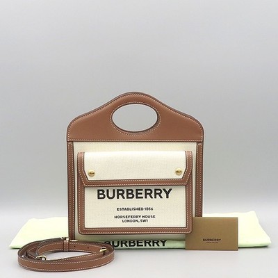 Burberry 80393611 Horseferry Mini Two-tone Canvas Leather Pocket