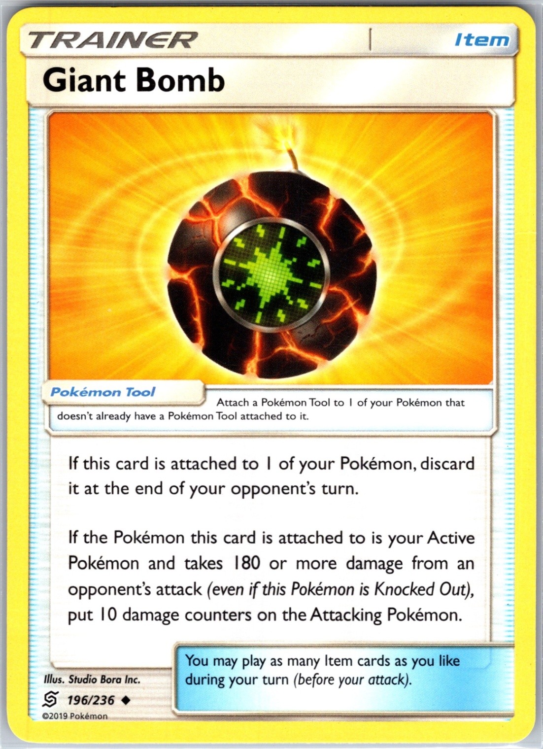 Giant Bomb 196/236 Uncommon Regular Card SM - Unified Minds Pokemon TCG LP