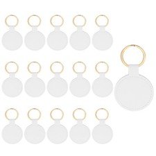 16pcs Leather Keychain,50mm Sublimation Keychain Blanks,Round,White