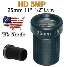 5MP 25mm CCTV Camera Lens  1/2.5" FPV Security Camera Lens for IP Camera Black