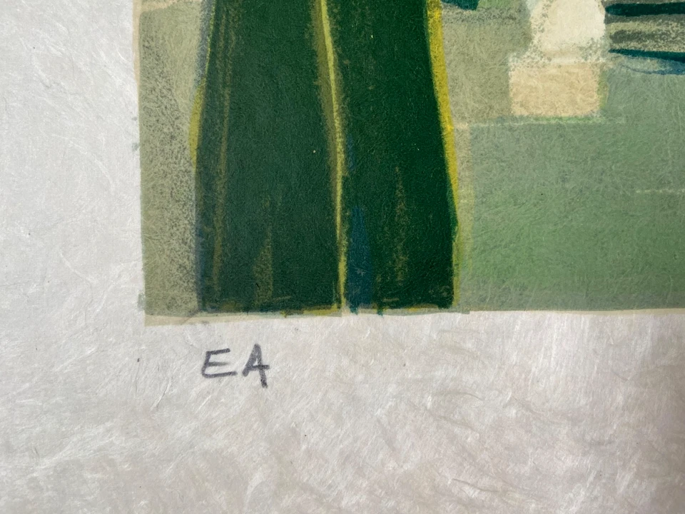 ALFRED DEFFOZES ORIGINAL LITHOGRAPH PRINT LANDSCAPE FRENCH CASTLE GREEN ABSTRACT - Image 3 of 4