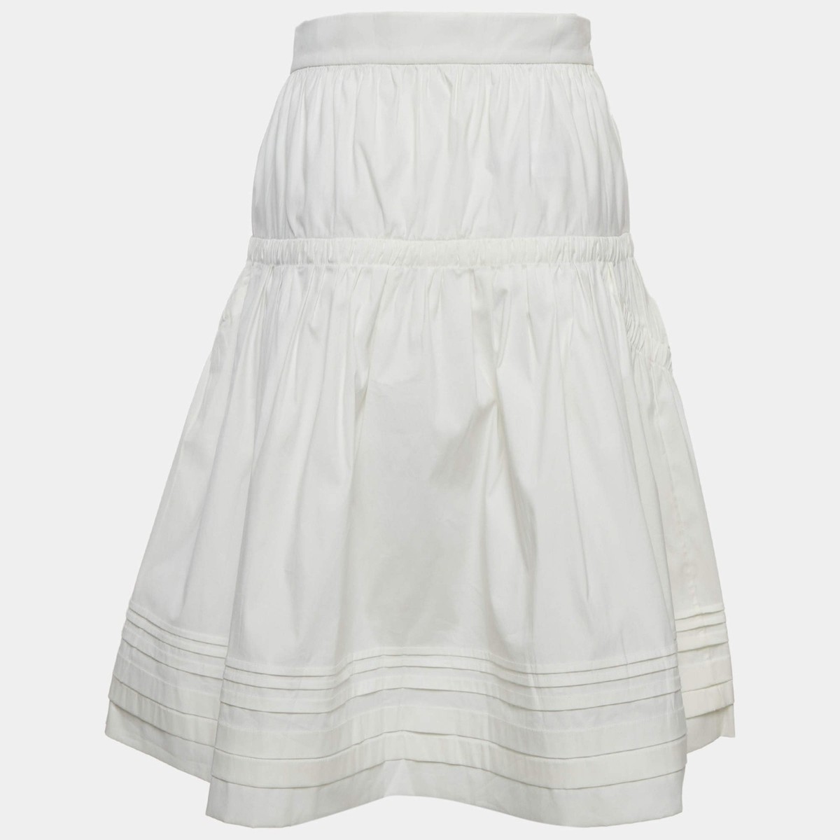 PRADA スカート　ホワイト Prada White Cotton Flared Mini Skirt S | eBay