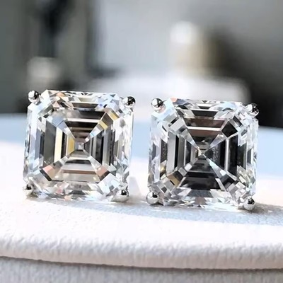 Rare 20 Ct Treated Certified Off White Diamond Solitaire Stud Earrings In 925