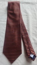 Vintage: Pierre Cardin Mens Tie, Orange Blue Striped Pattern, 100 Silk
