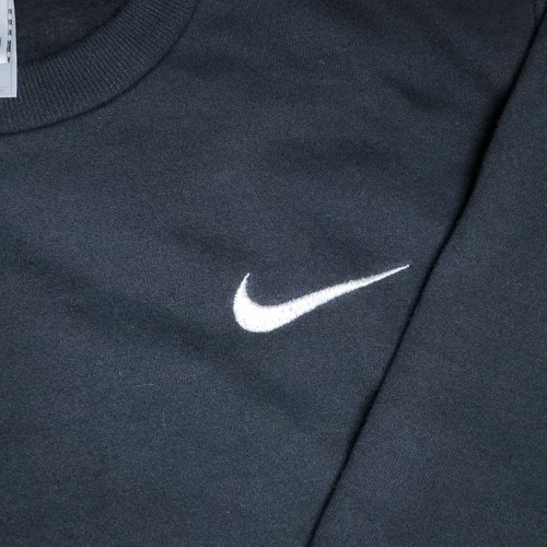 Nike Classic Swoosh Youth Med Black Crew Sweatshirt White Tag Vtg Kids 90s USA - Picture 4 of 11