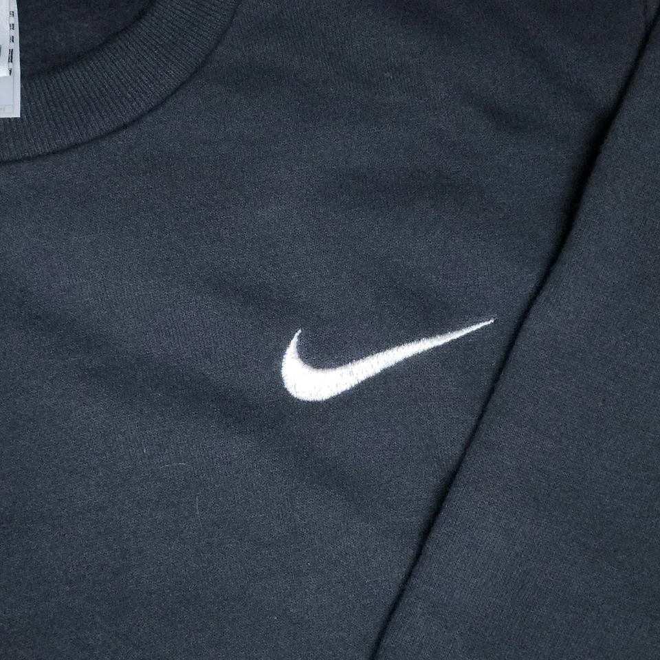 Nike Clásico Swoosh Juvenil Med Negro Crew Sudadera Blanca Etiqueta De Colección Niños Años 90 EE. UU. Foto 4 de 4