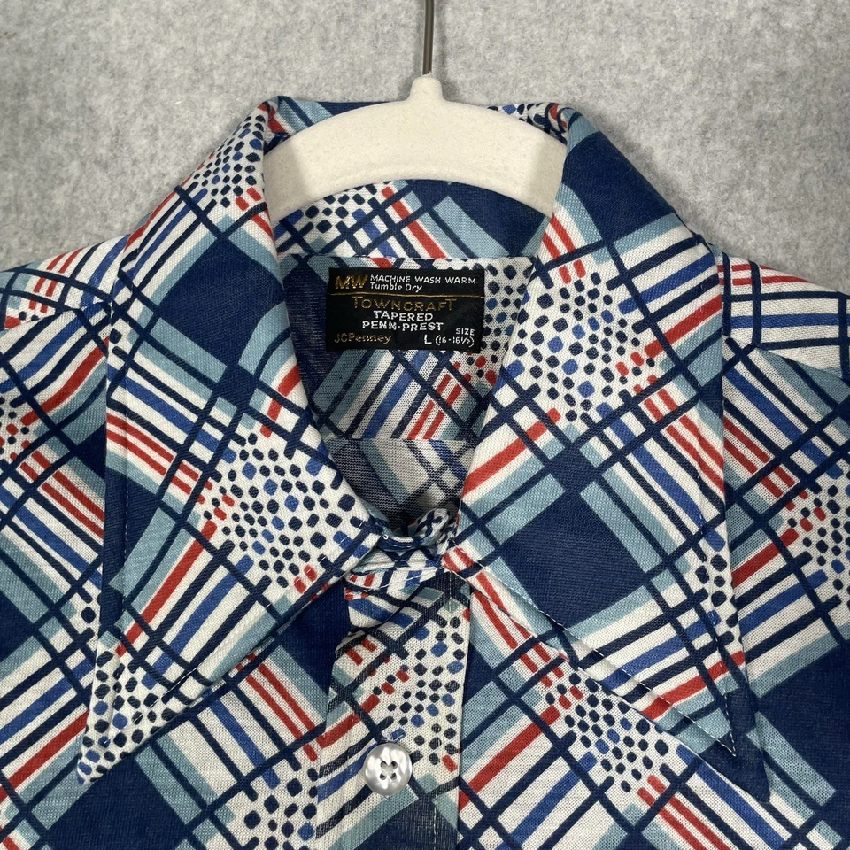 Camisa Towncraft Vintage Años 60 70 Para Hombres Grande Disco Mod Atomic Rockabilly Waves EE. UU. Foto 4 de 4