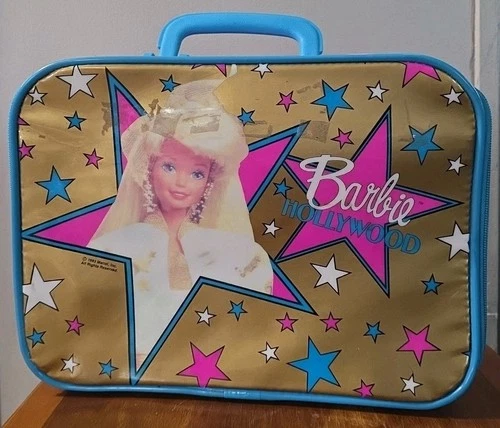 1993 HOLLYWOOD BARBIE Suitcase Zipper Storage Case  Mattel 17”x10”x4”