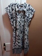 Tommy Hilfiger Black/White  Floral Sleeveless Dress Size L Collared 