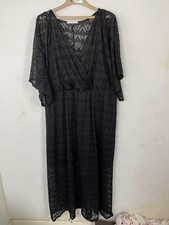 Eloquii Elements Dress Women 22/24 Black Lace Maxi Goth Whimsigoth Dark Romantic