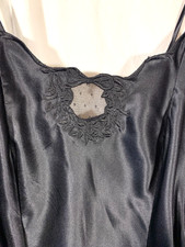 Victoria Secret Black Lace 100 Silk Satin Slip Dress Chemise Lingerie Sz S