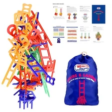 Chairs and Ladders Stacking Game – 44 Piece Balance Tower for Kids and Adults...