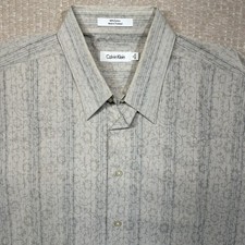 Calvin Klein Long Sleeve Button Down Dress Shirt Pattern Size 17 32-33 XL