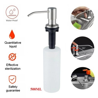 Sink Soap Dispenser Stainless Steel Kitchen Hands Liquid Pump with Bottle 17 OZ