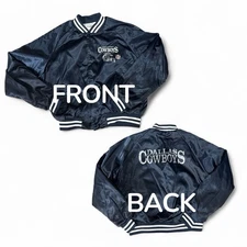 Vintage Chalk Line Dallas Cowboys Spellout Satin Bomber Jacket Size XL