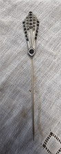 4” Antique Art Nouveau silver tone Hatpin Hat Pin Vintage Ornate Metal Fan