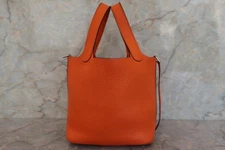 HERMES Picotin PM Taurillon Clemence Handbag Orange