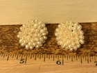 Vintage Handmade Round Flower Cluster White Pearls Stud Piercing Earrings — photo 1